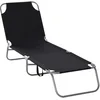 Image de Outsunny Bain de Soleil transat Pliable Dossier réglable Multipositions métal et Polyester Noir
