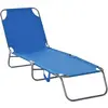 Image de Outsunny Bain de Soleil Pliable Dossier Réglable Multipositions Bleu