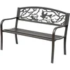Image de Outsunny Banc de Jardin 3 Places Banc extérieur Jardin Style Rural Chic pour Balcon terrasse Patio 127 x 60 x 85 cm métal époxy anticorrosion Brun