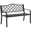 Image de Outsunny Banc 3 Places de Jardin terrasse Style Rural Chic 128L x 60l x 89H cm métal époxy anticorrosion Fonte Brun