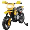 Image de HOMCOM Moto électrique Enfants, Moto Cross pour Enfants avec Batterie 6 V, phares, musiques et Roues d'entraînement, 3 à 6 Ans, Charge 25KG, Jaune et Noir