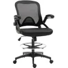 Image de Vinsetto Chaise Bureau Ergonomique, Fauteuil de Bureau avec Repose-Pieds, Chaise de Dessin à Dossier en Maille, Hauteur réglable, accoudoirs, Assise rembourrée et pivotante 360°, Noir