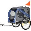 Image de PawHut Remorque vélo pour Chien Animaux 8 réflecteurs Drapeau Barre attelage Inclus Acier Polyester imperméable Max. 30 Kg 130L x 73l x 90H cm Bleu