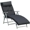Image de Outsunny Bain de Soleil Pliable transat inclinable 7 Positions Chaise Longue avec dossier, coussin et appui-tête + accoudoirs métal époxy textilène Polyester, Charge 165 kg, pour jardin, piscine, Noir