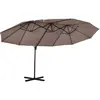 Image de Outsunny Parasol déporté grande taille XXL inclinable avec pied en croix dim. 4,45L x 2,7l x 2,6H m piètement en acier inclus polyester marron