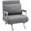 Image de HOMCOM Fauteuil chauffeuse canapé-lit Convertible 1 Place déhoussable Grand Confort Coussin Pieds accoudoirs métal Lin Gris Clair
