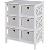 Image de HOMCOM Meuble de Rangement Commode Design Contemporain dim. 64L x 37l x 76H cm 6 tiroirs MDF Blanc Non tissé Gris Clair