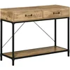 Image de HOMCOM Table Console Table d'appoint d'entrée Industriel dim. 100L x 35l x 76H cm avec 2 tiroirs et 1 Plateau Aspect Bois