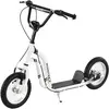 Image de HOMCOM Trottinette Enfants, Grandes Roues pneumatiques 12 Pouce en Caoutchouc, Charge 100 kg, Trottinette Tout Terrain avec Double Freins, Hauteur réglable et béquille latérale, 5 à 12 Ans, Blanc