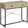 Image de HOMCOM Table Console Table d'entrée Industriel 2 tiroirs Bois Naturel Pieds métal dim. 90 x 35 x 76 cm