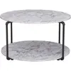 Image de HOMCOM Table Basse Ronde avec étagère dim. Ø 80 x 45H cm Panneaux Particules Imitation marbre Blanc métal Noir