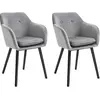 Image de HOMCOM Chaises de Salle à Manger Chaise de Cuisine chaises de Salon scandinave - Lot de 2 - Pieds effilés Bois Noir - Velours Gris