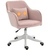 Image de HOMCOM Chaise de Bureau Velours Fauteuil Bureau massant Coussin Lombaire intégré Hauteur réglable pivotante 360° Rose poudré