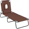 Image de Outsunny Bain de Soleil Pliable transat inclinable 4 Positions Chaise Longue 3 Coussins fournis Marron