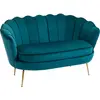 Image de HOMCOM Canapé 2 Places en Tissu Velours, Petit canapé, en Forme de Coquillage, avec Coussin épais de 10 cm, canapé, Structure en métal, Pieds dorés effilés, Facile à Assembler, Bleu Canard