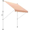 Image de Outsunny Store banne Manuel rétractable 3L x 1,5l m Auvent Téléscopique sans Perçage Inclinaison et Hauteur réglable Installation Rapide métal alu Polyester Anti-UV Orange Blanc rayé