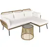 Image de Outsunny Salon de Jardin extérieur d'angle moduable 4 Places en résine tressée canapé de Jardin extérieur avec Table Basse Coussins Grand Confort Inclus crème