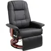 Image de HOMCOM Fauteuil Relax inclinable Fauteuil de Salon Repose-Pieds réglable pivotant 360° piètement Bois revêtement synthétique Noir