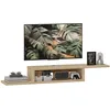 Image de HOMCOM Meuble TV Mural Flottant Suspendu Support TV Chêne Clair