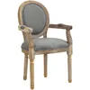 Image de HOMCOM Chaise de Salle à Manger Médaillon Style Louis XVI Tissu Lin Gris