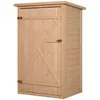 Image de Outsunny Armoire abri de Jardin Remise pour Outils Bois de Sapin pré-huilé Toit bitumé incliné - Grande Porte verrouillable loquet - 2 étagères - dim. 75L x 56l x 115H cm