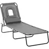 Image de Outsunny Bain de Soleil Pliable transat inclinable 4 Positions Chaise Longue 3 Coussins fournis Gris