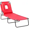 Image de Outsunny Bain de Soleil Pliable transat inclinable 4 Positions Chaise Longue 3 Coussins fournis Rouge