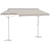 Image de Outsunny Store Double Pente 3 x 3 m Manuel rétractable Inclinaison réglable Acier époxy Blanc Polyester imperméabilisé Anti-UV Beige