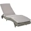 Image de Outsunny Bain de Soleil transat Grand Confort - Dossier inclinable 5 Positions roulettes - Matelas déhoussable Inclus - résine tressée Grise