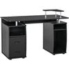 Image de HOMCOM Bureau Informatique étagères et tiroir, 120 x 50 x 85 cm, Bureau d'ordinateur avec Rangement Support imprimant et Clavier, Table d'étude pour Chambre, Bureau, Noir