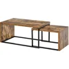 Image de HOMCOM Lot de 2 Tables Basses 90x48x42cm Métal Noir Aspect Vieux Bois