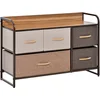 Image de HOMCOM Commode 5 Tiroirs en Tissu 87,5x29x58cm Marron Beige