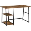 Image de HOMCOM Bureau d'ordinateur, Bureau avec Rangement 120 x 60 cm, Table Informatique Industriel avec 2 étagères et Cadre en Acier, pour Petits espaces, Chambre à Coucher, Marron