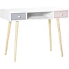 Image de HOMCOM Bureau Enfant Style scandinave avec tiroir et Compartiment de Rangement 100L x 48l x 76,5H cm MDF et pin Blanc Gris et Rose