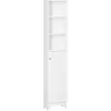 Image de HOMCOM Meuble Colonne Salle de Bain 3 niches Placard Porte persienne 3 étagères MDF Panneaux de Particules Blanc