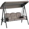 Image de Outsunny Balancelle de Jardin 3 Places Grand Confort Toit Inclinaison réglable Coussins Plateaux rétractables Polyester filé Marron