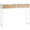 Image de HOMCOM Table Console Industriel 2 Tiroirs Chêne Piètement Métal Blanc