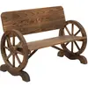 Image de Outsunny Banc de Jardin 3 Places Style Rustique Chic accoudoirs Roues de Charette Bois Sapin traité carbonisation