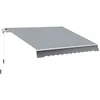 Image de Outsunny Store banne Manuel rétractable 395 x 245 cm Store Exterieur terrasse avec manivelle, Angle réglable 45°-85°, Aluminium et Polyester 280 g/m², Protection UV, auvent de terrasse, Gris