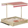 Image de Outsunny Bac à Sable Bois carré dim. 1,18L x 1,18l x 1,18H m - Hauteur, Inclinaison Toit réglables, refermable - 2 bacs - Bois Sapin Autoclave