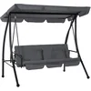 Image de Outsunny Balancelle de Jardin Convertible 3 Places Grand Confort Inclinaison Toit réglable Matelas fourni 2L x 1,25l x 1,7H m métal Polyester Noir Anthracite
