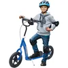 Image de HOMCOM Trottinette Enfant patinette pneus 30 cm Hauteur Guidon réglable poignée Frein et béquille Acier pour Enfants à partir de 5 Ans Bleu