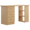 Image de HOMCOM Bureau d'Ordinateur avec 3 Tiroirs Moderne 120x49x72cm Bois Clair