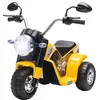 Image de HOMCOM Moto électrique Enfant Chopper Tout-Terrain 6 V 20 W Marche AV AR 3 Roues Effets Lumineux et sonores Jaune Noir