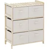 Image de HOMCOM Commode en Tissu Meuble de Rangement avec 6 tiroirs pliants Style Contemporain Cadre en Bois de Sapin pour Chambre à Coucher Bureau Salon 59 x 28 x 70 cm Bois Naturel Beige