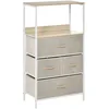 Image de HOMCOM Commode Chambre Meuble de Rangement 4 Tiroirs Tissu Gris Clair