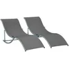 Image de Outsunny Lot de 2 Bains de Soleil Pliables, Chaise Longue Jardin extérieur en Aluminium et textilène, transat Jardin extérieur pour Patio terrasse Plage, Charge 120 Kg, Anthracite