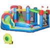 Image de Outsunny Château Gonflable 6 en 1 Aire de Jeux avec Pistolet à Eau Toboggan Trampoline piscines + 3-8 Ans avec gonfleur et Sac de Transport intérieur/extérieur 390 x 300 x 197 cm - Multicolore