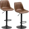 Image de HOMCOM Lot de 2 Tabourets de Bar Style Vintage Réglable Pivotant Marron