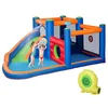Image de Outsunny Château Gonflable Aire de Jeux jusqu'à 3 Enfants 3-8 Ans avec Toboggan Trampoline piscines souffleur 450W et Sac de Transport Aquatique 380L x 340l x 170H cm - Multicolore